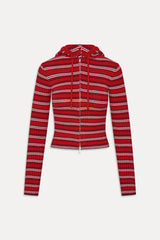 Heritage Zip Up Knit Hoodie - Strawberry Stripe