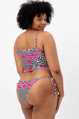 Keira Shine Cheeky Bikini Bottom - Black Morrison Hibiscus