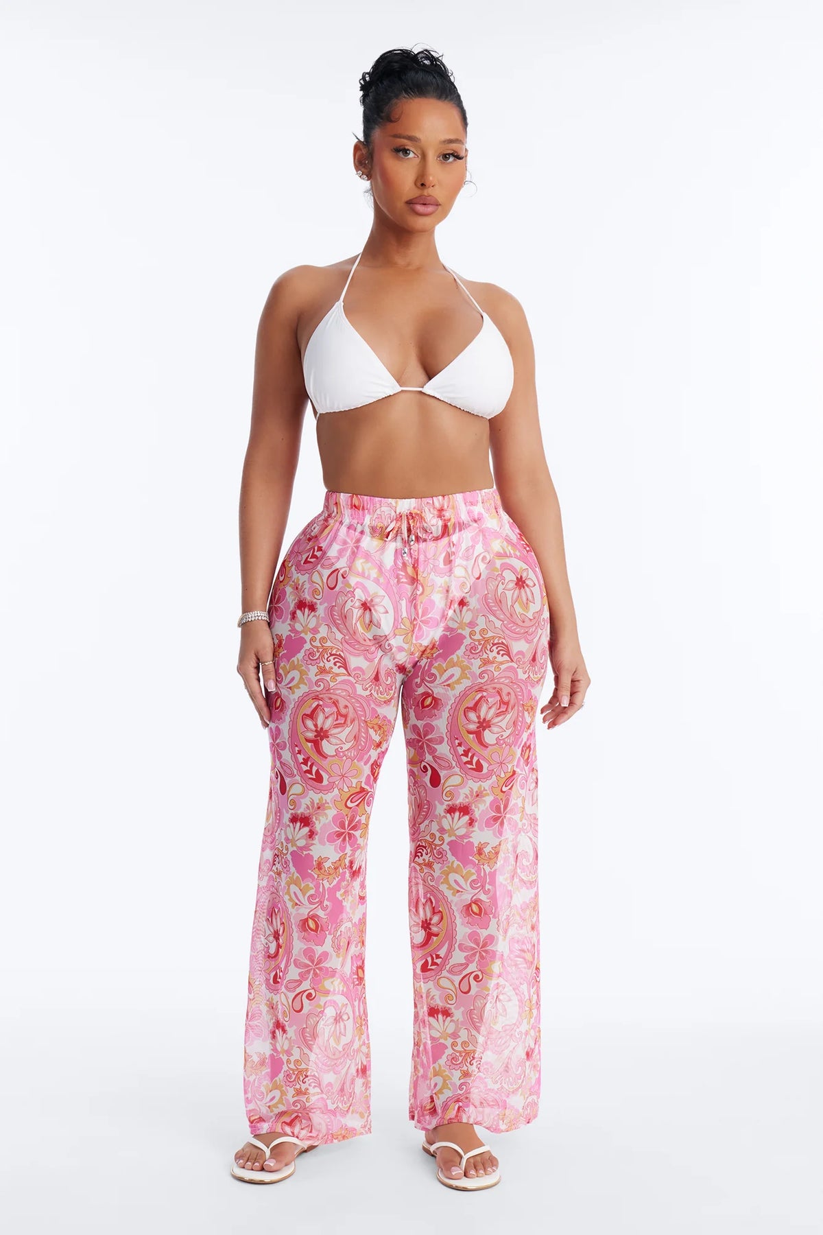 Poolside Obviously Paisley Cover Up Pants - Pink/combo