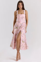 pink floaty chiffon midi sundress