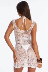 Sand & Sun Crochet Swim Cover Up Dress - White