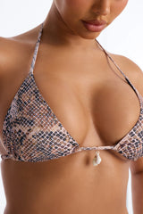 Summer Vixen 3 Piece Snakeskin Triangle Bikini Skirt Set - Leopard