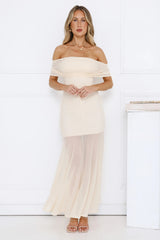 Lumière Off Shoulder Mesh Maxi Dress Yellow
