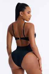 Pier Pressure Underwire Mesh Cutout 1 Piece Swimsuit - Black