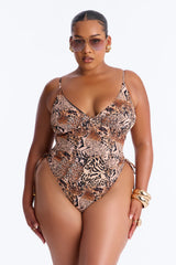 Slaycation 1 Piece Swimsuit - Brown Combo
