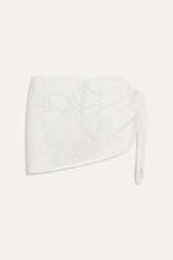 Atlas Knit Mini Skirt - White Hibiscus