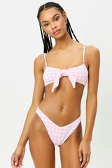 Enzo Tie Front Bikini Top - Pink Picnic
